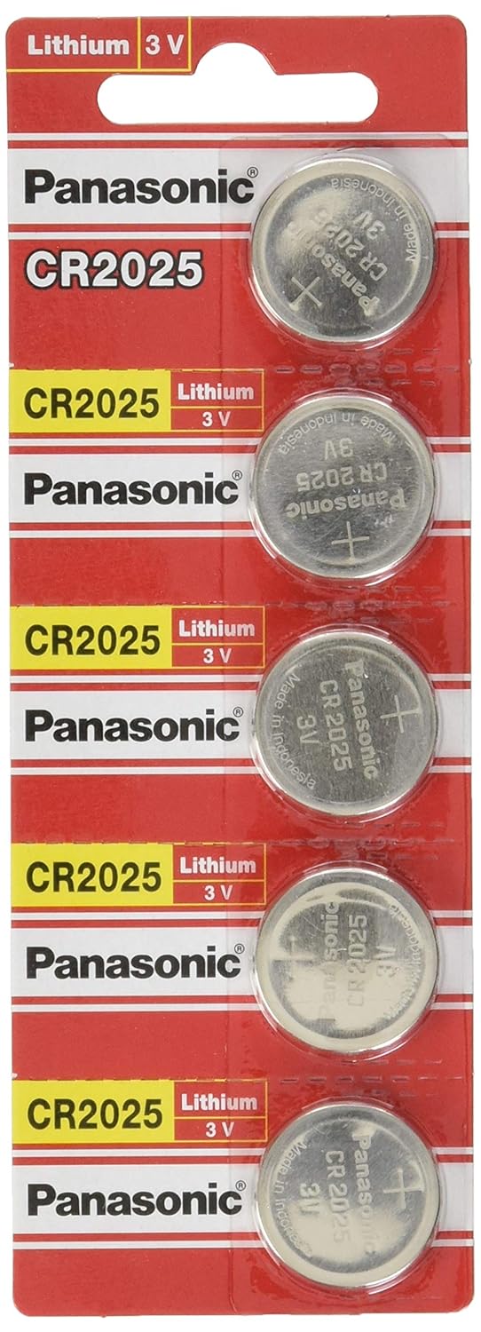Panasonic CR2025-5 CR2025 3V Lithium Coin Battery (Pack of 5)