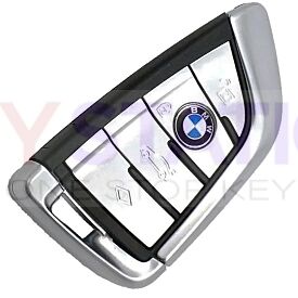BMW 5 Series - 7 Series 4 Button CAS4 - FEM Silver Smart Key 868Mhz Keyless Go With Diamond Button